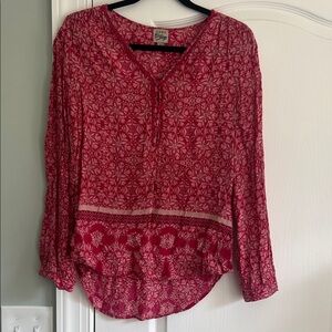 Como Vintage Red Floral Blouse
